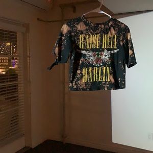 Distressed graphic crop top